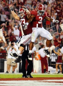 uspw_5554016_WilliamVlachos William Vlachos and Trent Richardson celebrate a TD versus North Texas © US PRESSWIRE | 17 Sep 2011