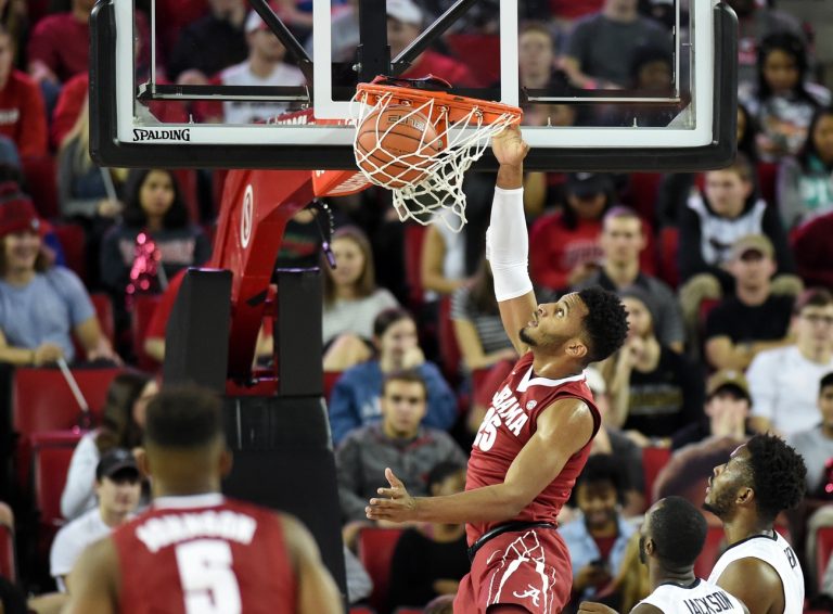 Jan 25, 2017; Athens, GA, USA; Alabama Crimson Tide forward Braxton Key (25) dunks the ball against the Georgia Bulldogs during the first half at Stegeman Coliseum. Mandatory Credit: Adam Hagy-USA TODAY Sports