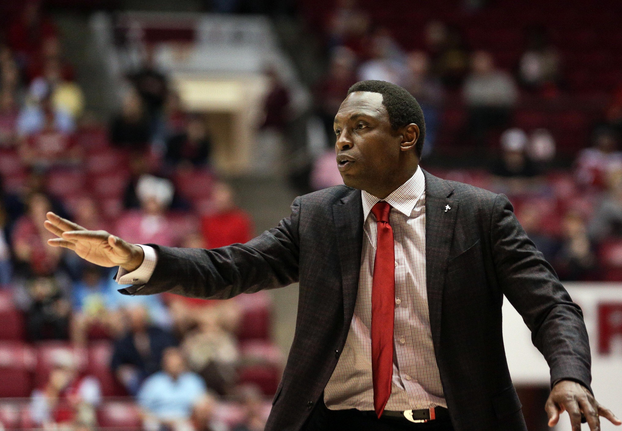Mar 1, 2017; Tuscaloosa, AL, USA; Alabama Crimson Tide head coach Avery Johnson during the game against Mississippi Rebels at Coleman Coliseum. The Tide defeated the Rebels 70-55. Mandatory Credit: Marvin Gentry-USA TODAY Sports
