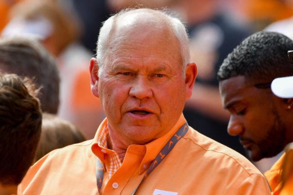 Oct 14, 2017; Knoxville, TN, USA; Tennessee Volunteers former head coach Phillip Fulmer during the game against the South Carolina Gamecocks at Neyland Stadium. Mandatory Credit: Randy Sartin-USA TODAY Sports